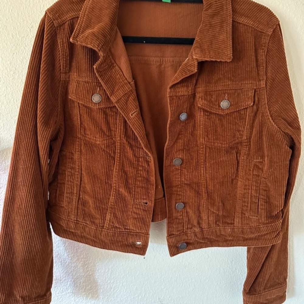 Brown Corduroy Jean Jacket with Cropped Design